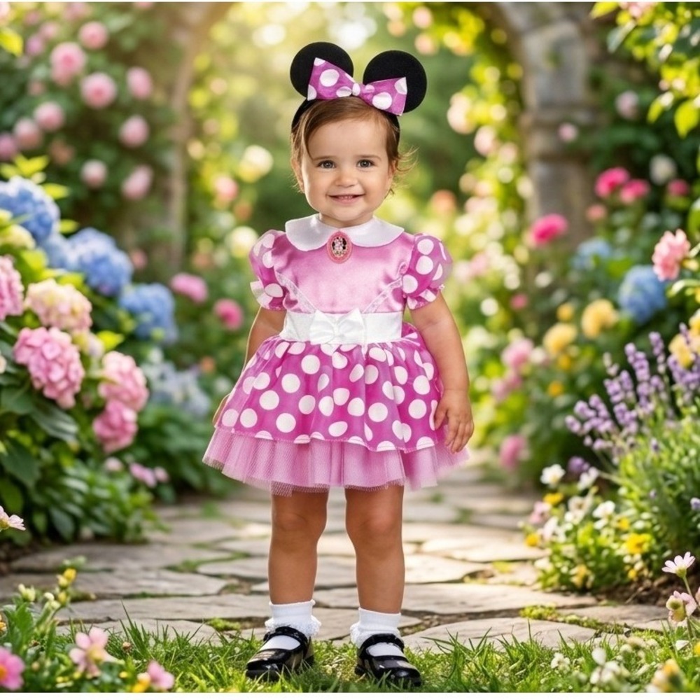 Minnie Mouse Costume Kids Disney Clubhouse Pink Polka Dot Dress Infant 12-18M